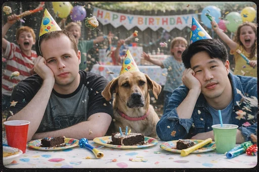 공식 예시, 배경에 난장판 아이들을 추가한 편집 결과