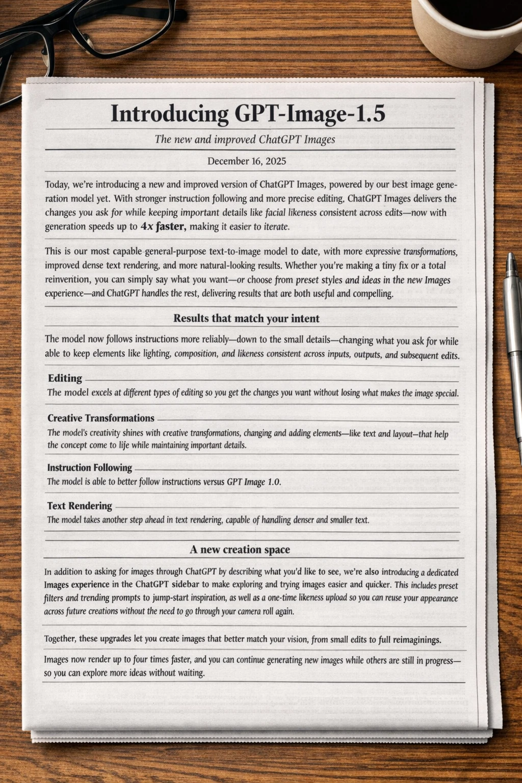 공식 예시, 신문 레이아웃에 텍스트를 빽빽하게 넣은 결과