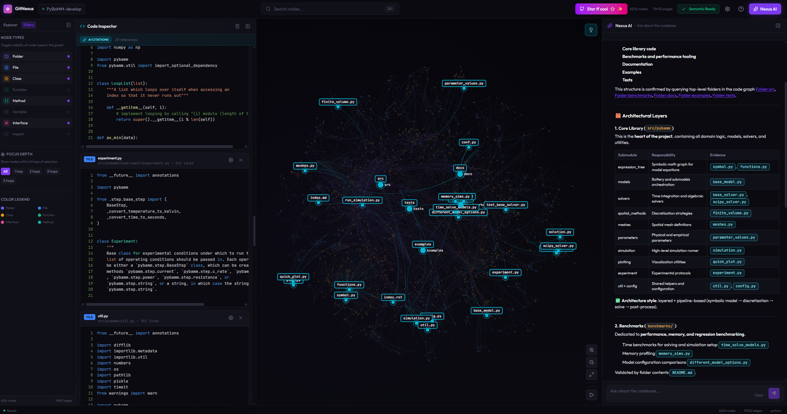 GitNexus 웹 UI 스크린샷 - 코드 지식 그래프와 AI 채팅 화면