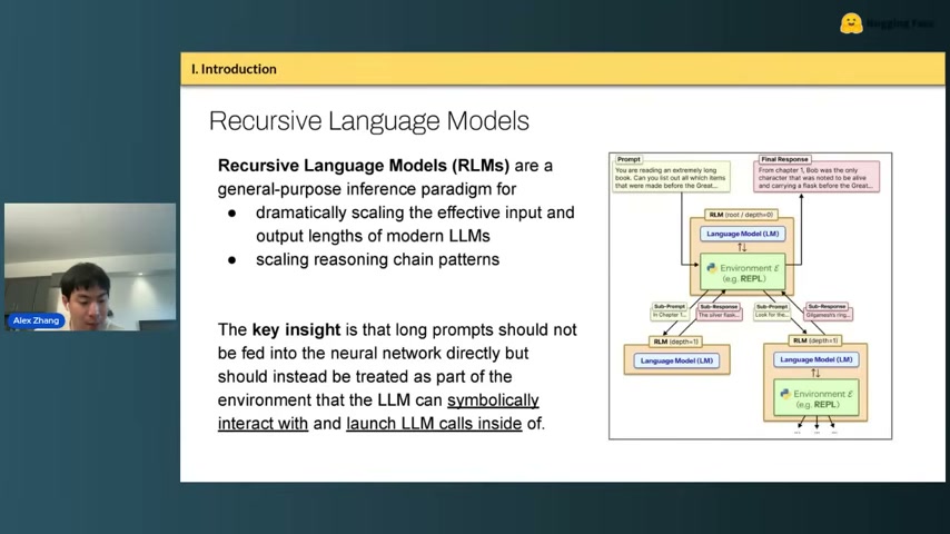 RLMs — 긴 프롬프트는 neural net에 직접 넣지 말고, LLM이 상징적으로 상호작용하는 환경의 일부로 취급