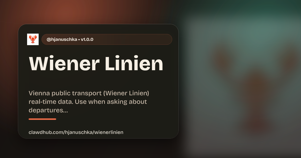 Wiener Linien skill on ClawHub